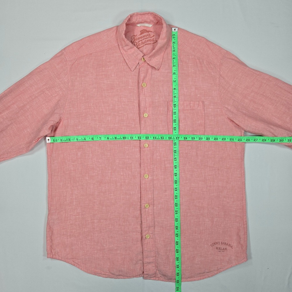 Tommy Bahama Men XL 100% Linen Button Front Shirt Pink Relax Fit Island Casual - Picture 7 of 13